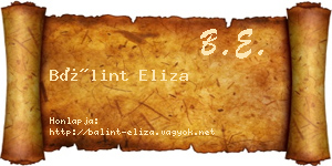 Bálint Eliza névjegykártya
